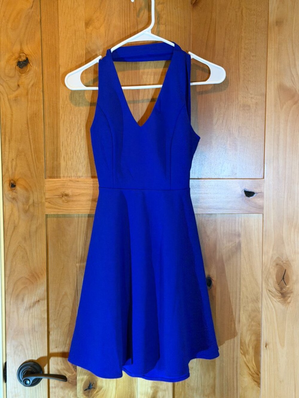 Lulus Cobalt Blue Halter Fit & Flare Mini Dress Size S
